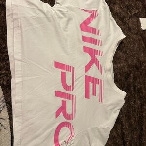 Nike White Dri-FIT Cropped Tee with Subtle Gray Logo